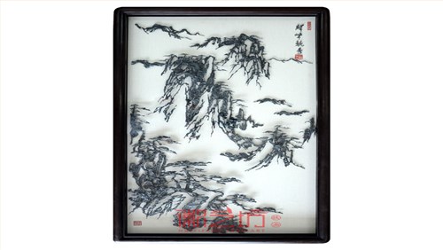 黄山奇松怪石风景水墨铁画李强作品 中式装饰挂画可欣赏收藏