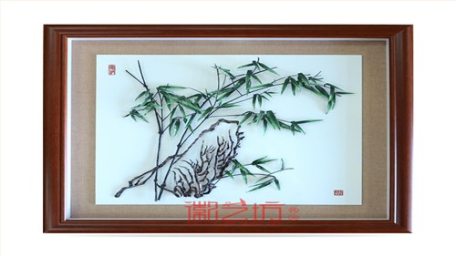 彩色竹石图芜湖铁画家庭玄关餐厅装饰挂画 安徽特色手工艺术品