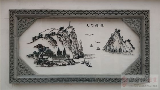 芜湖名校镜湖小学校园文化墙铁画-天门烟浪