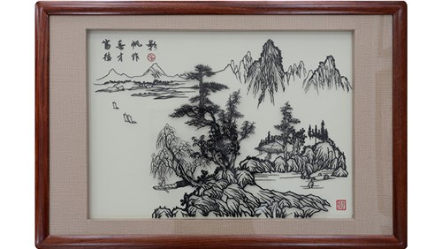 富青帆影-张德才大师铁画山水作品