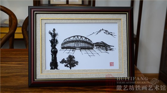 芜湖市政府单位定制的对外交流礼品芜湖风景铁画1