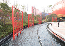 合肥万达广场定制八幅双面喷泉景观铁画
